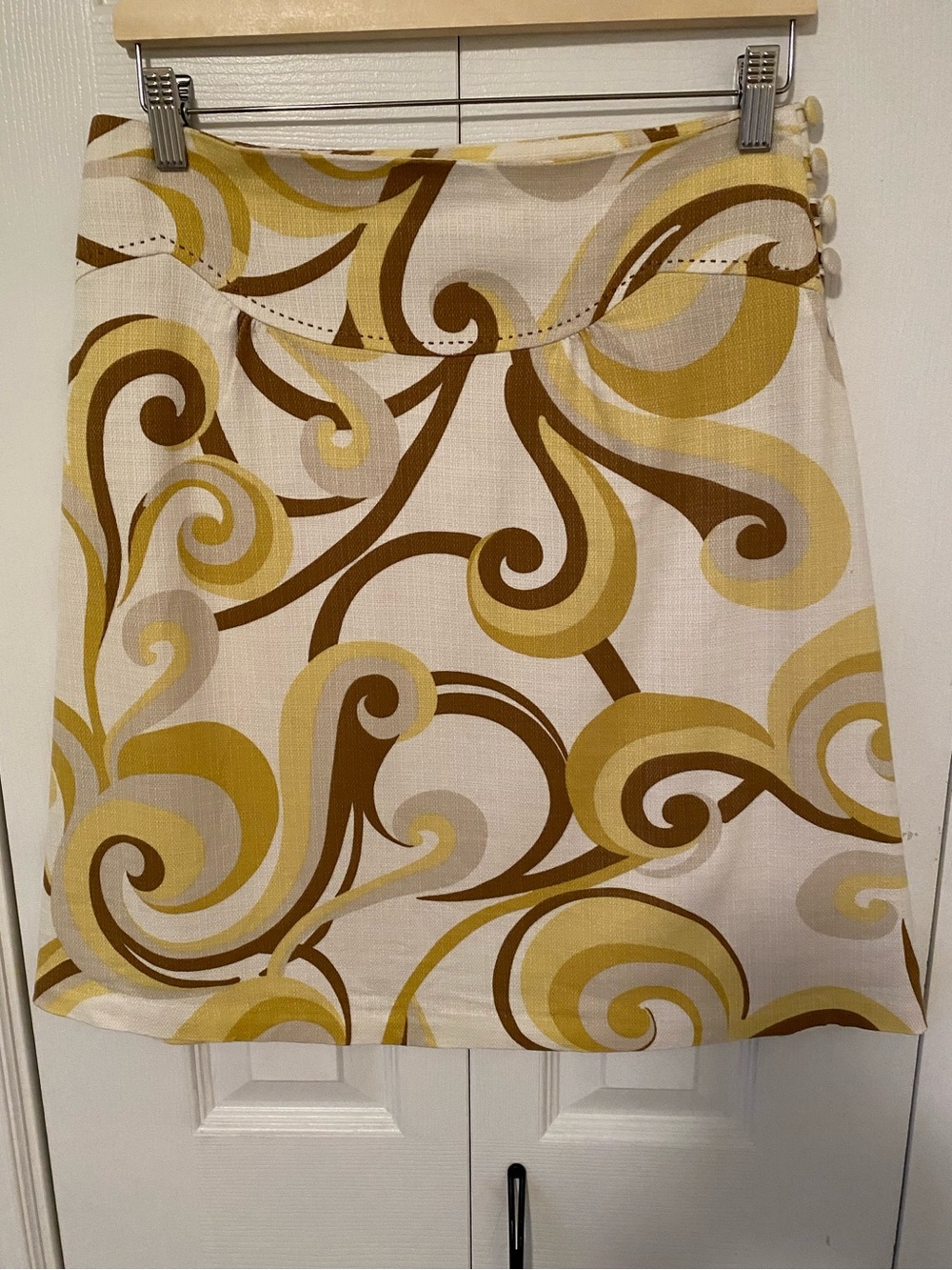 Anthropologie elevenses Retro Classic A-line skirt Swirl Print Hand Stitching 4